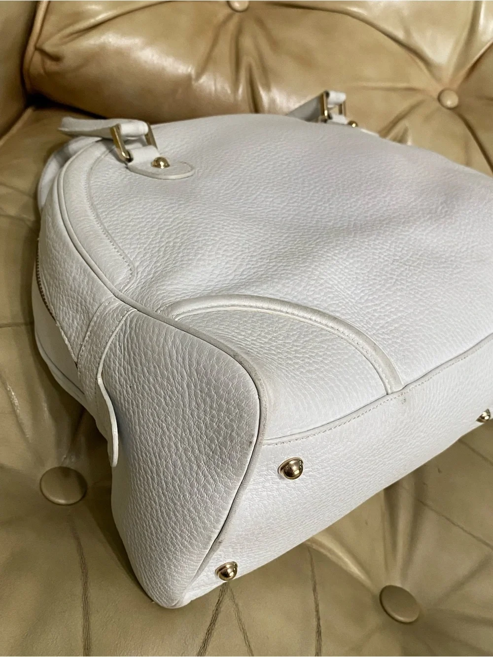 RARE Gucci XL Blondie Travel Bag Dome Satchel Web Stripe Pebble Leather